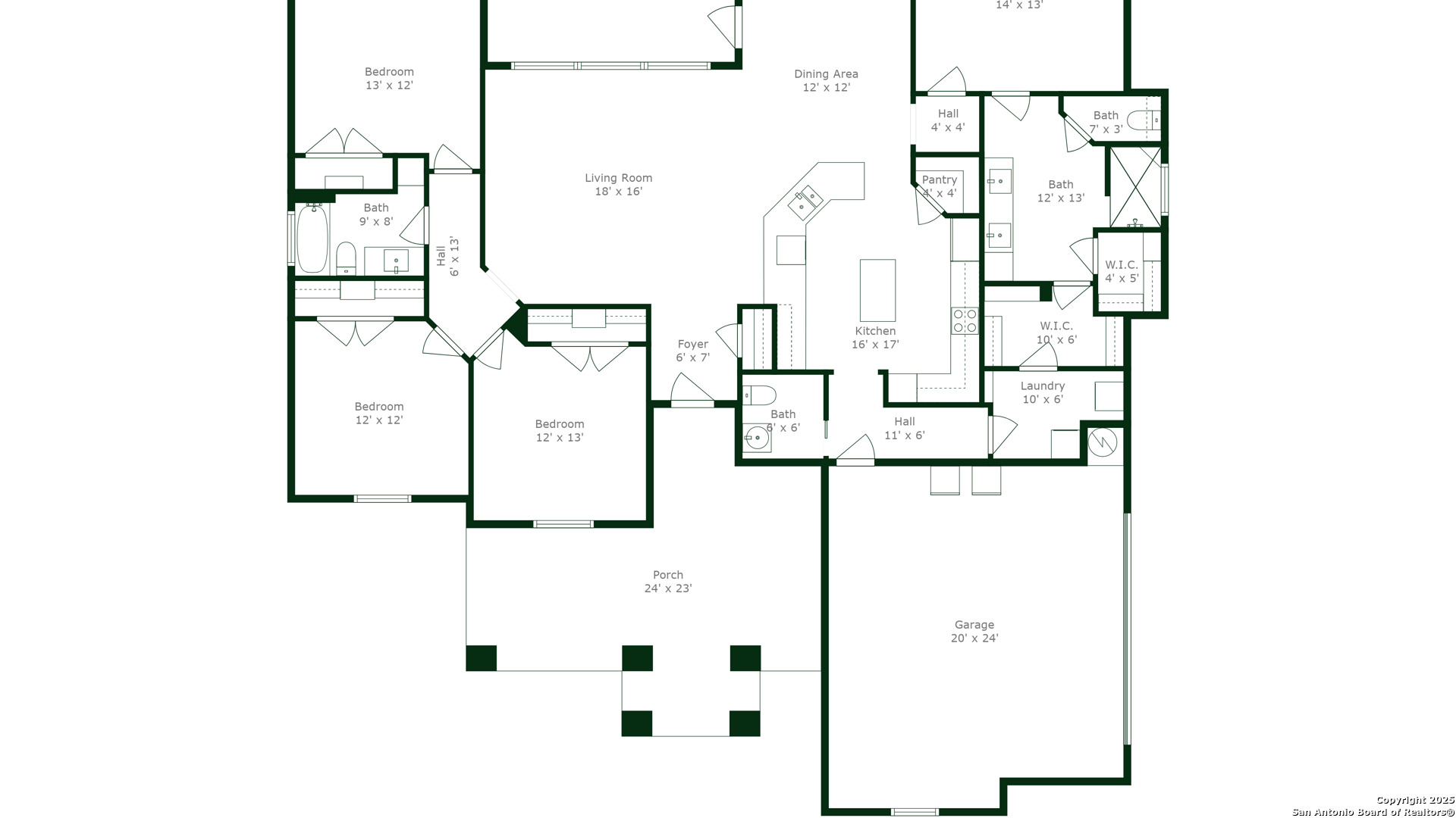 Floor Plan 4BR 2.5BA 2025SqFt