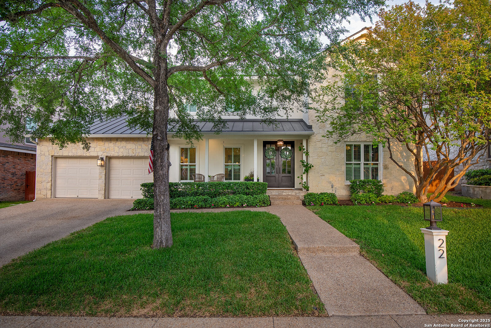 ***OPEN HOUSE THIS SATURDAY, July 12th, 1 pm - 4 pm.**** This beautifully updated two-story home blends character with thoughtful upgrades throughout. Step into a spacious office featuring built-in bookshelves-perfect for working or studying from home. A separate dining room and a stylish wet bar, fully remodeled in May 2023, make entertaining easy and elegant. The kitchen, also remodeled in May 2023, boasts custom cabinetry, quartz countertops, a large island, under-cabinet lighting, and a deep farmhouse sink with an upgraded faucet. A cozy eat-in area enhances both functionality and flow. The open-concept living room is anchored by a welcoming fireplace and filled with natural light, complemented by wood floors and carpet installed in October 2023. Upstairs, the generously sized primary suite features vaulted ceilings and a large walk-in closet, offering a peaceful retreat at the end of the day. Recent upgrades include a new AC system (May 2023), new windows, front door, and back door (Summer 2022), and a remodeled guest bath (December 2021). The roof and exterior paint were both updated in Fall 2021. Additional features include a whole-house reverse osmosis water softener system, a built-in gun safe, and drip irrigation lines in the backyard for more efficient and frequent watering.