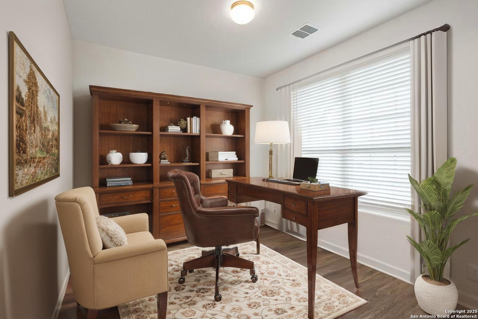 virtually staged home office or dining room