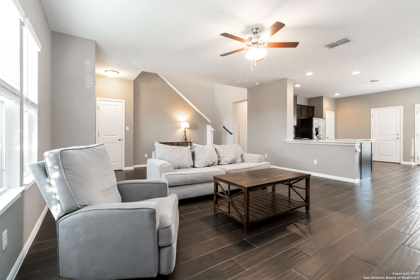 Living room open to kitchen