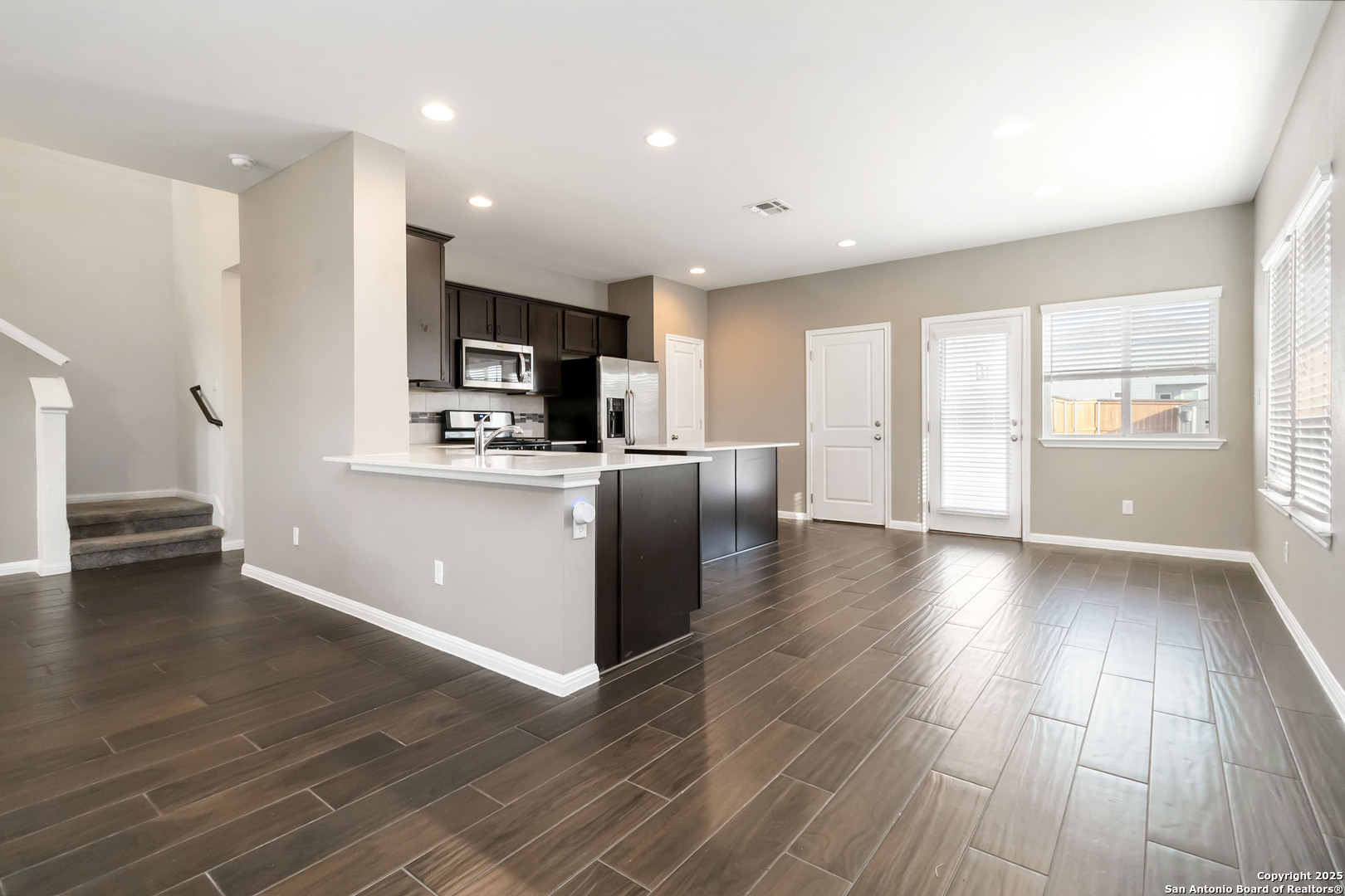 Kitchen off of living area