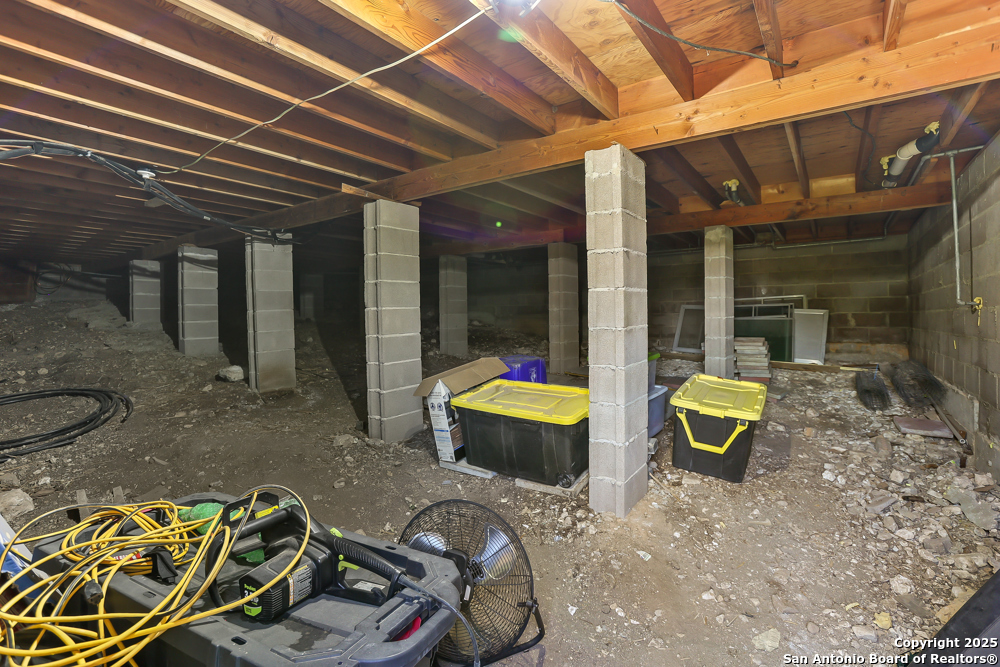 Large storage area/room under the house.
