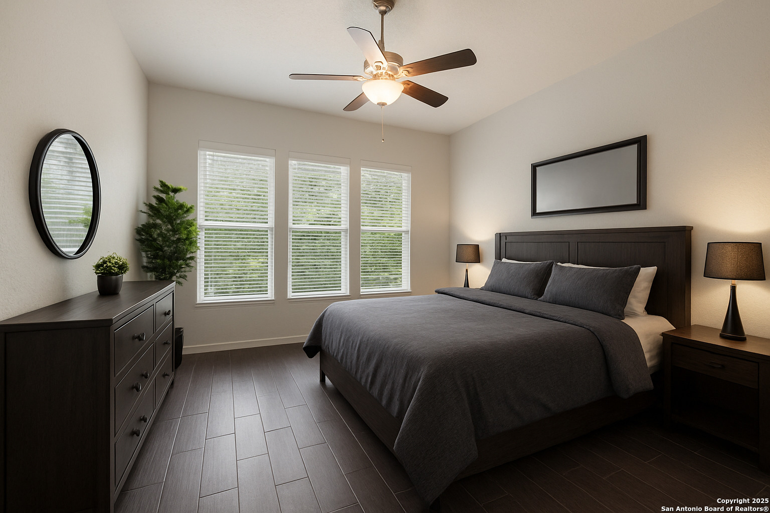 bedroom on lower level, virtual staged