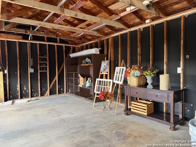 Inside of the oversized garage