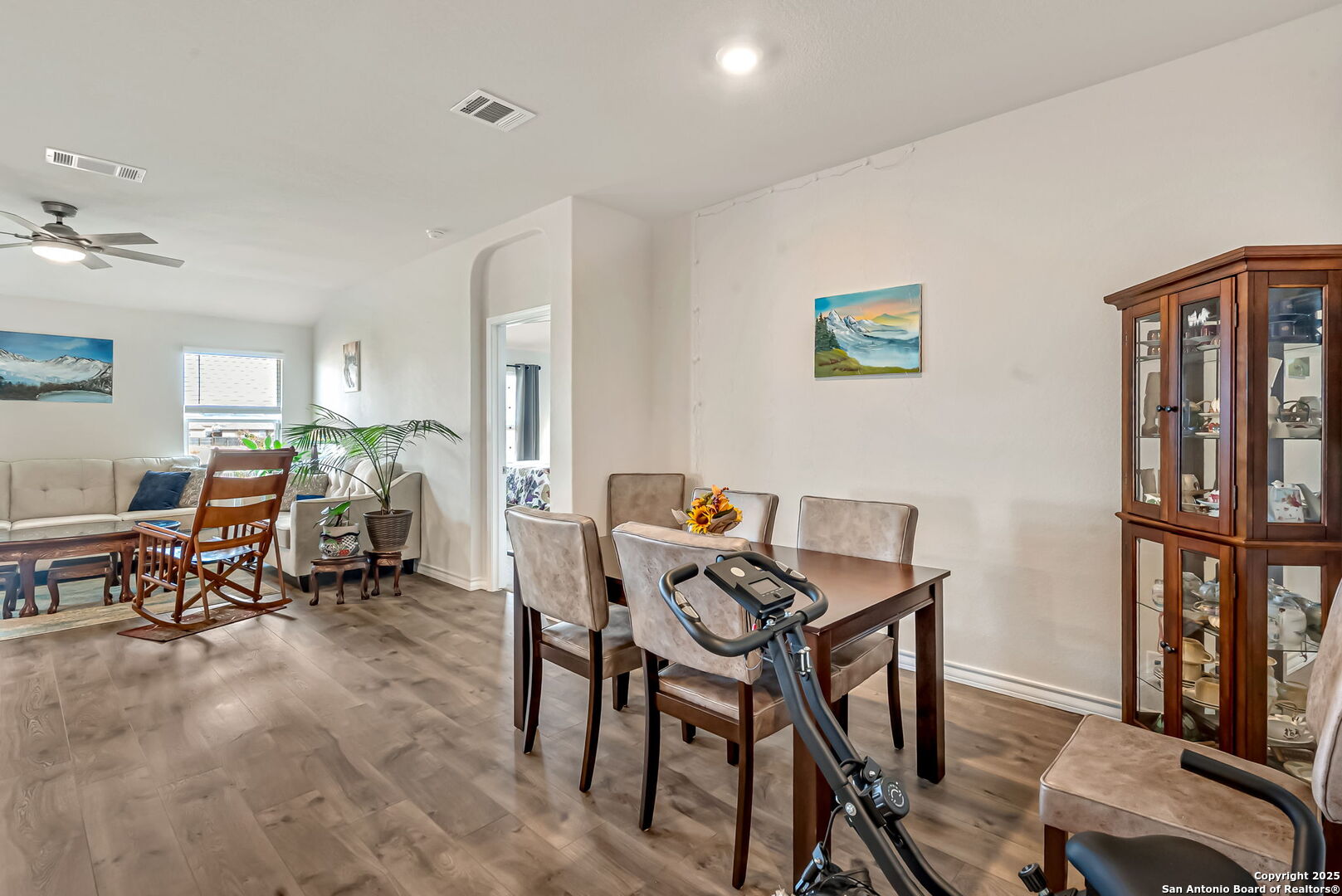 Dining open to the kitchen and living area