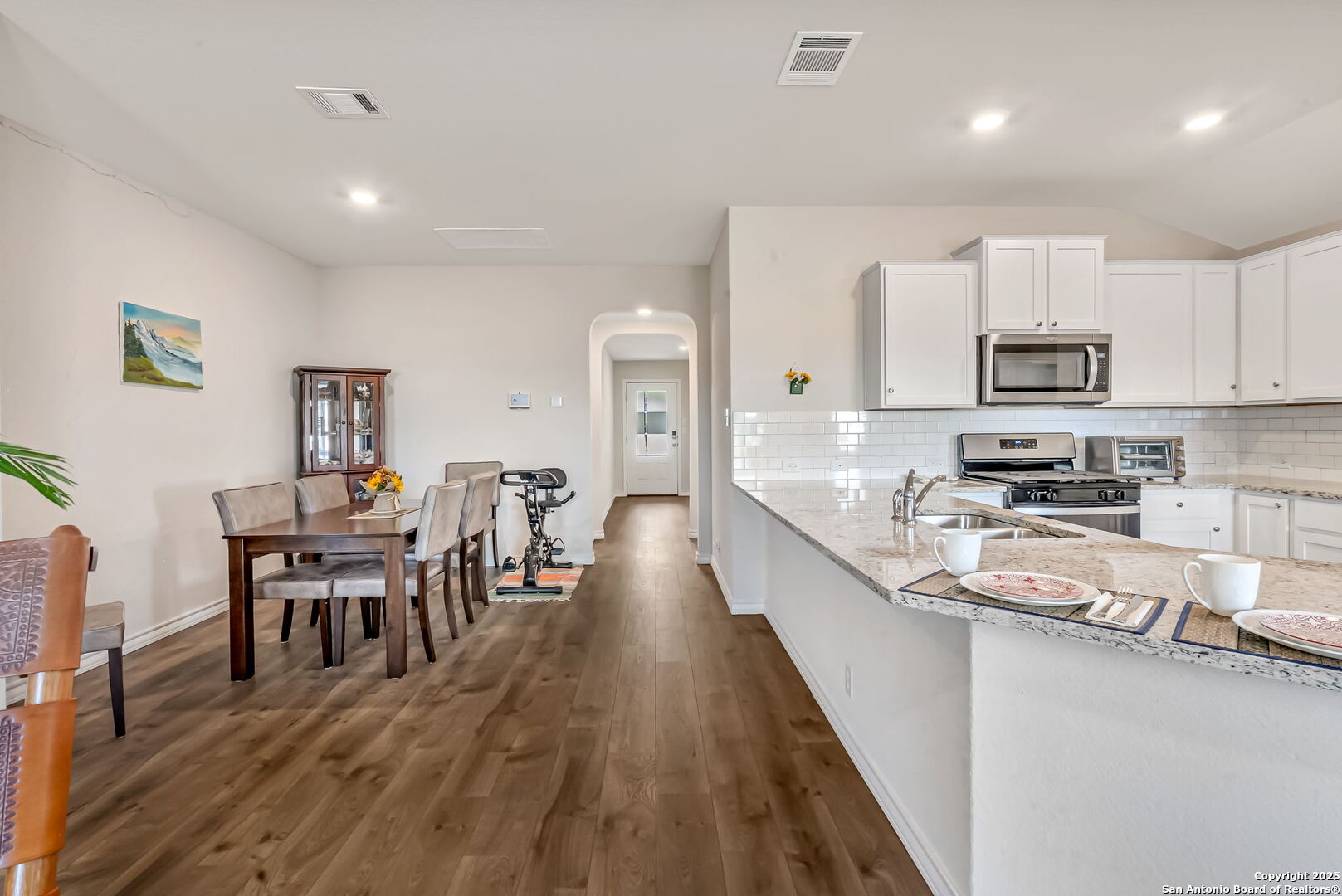 View from the front foyer open to the main living 