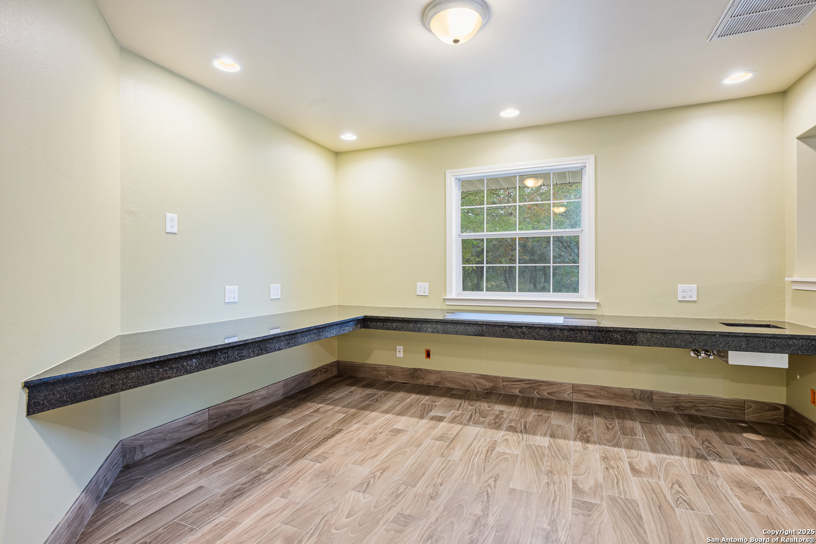 Workspace leading into converted garage