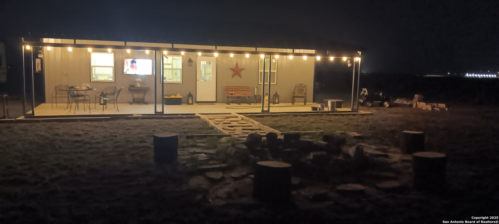 Front of home at night