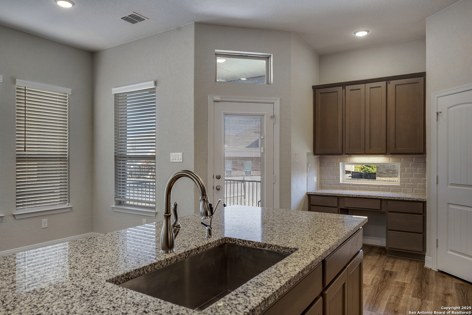 Built-in desk off kitchen