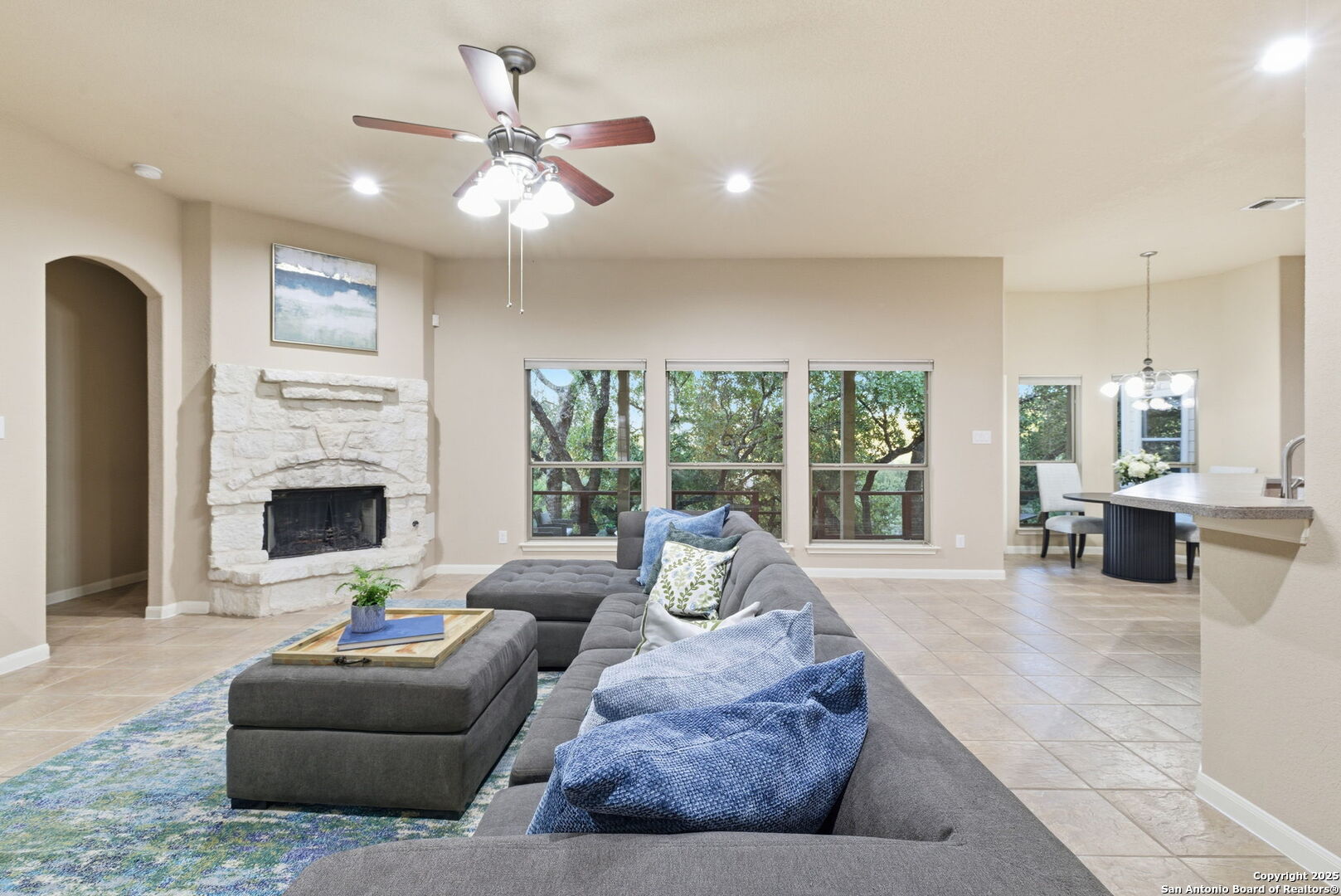 Beautiful views of the wooded back yard and patio