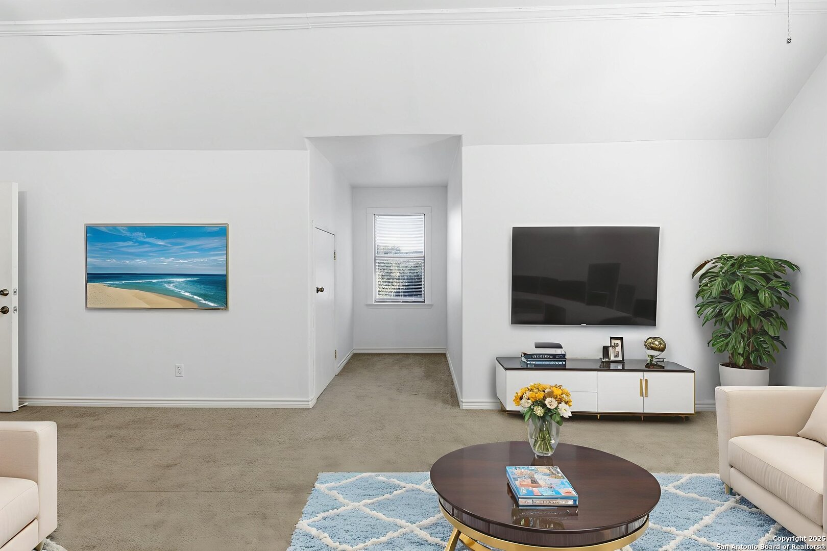 Virtually staged game room/second living space