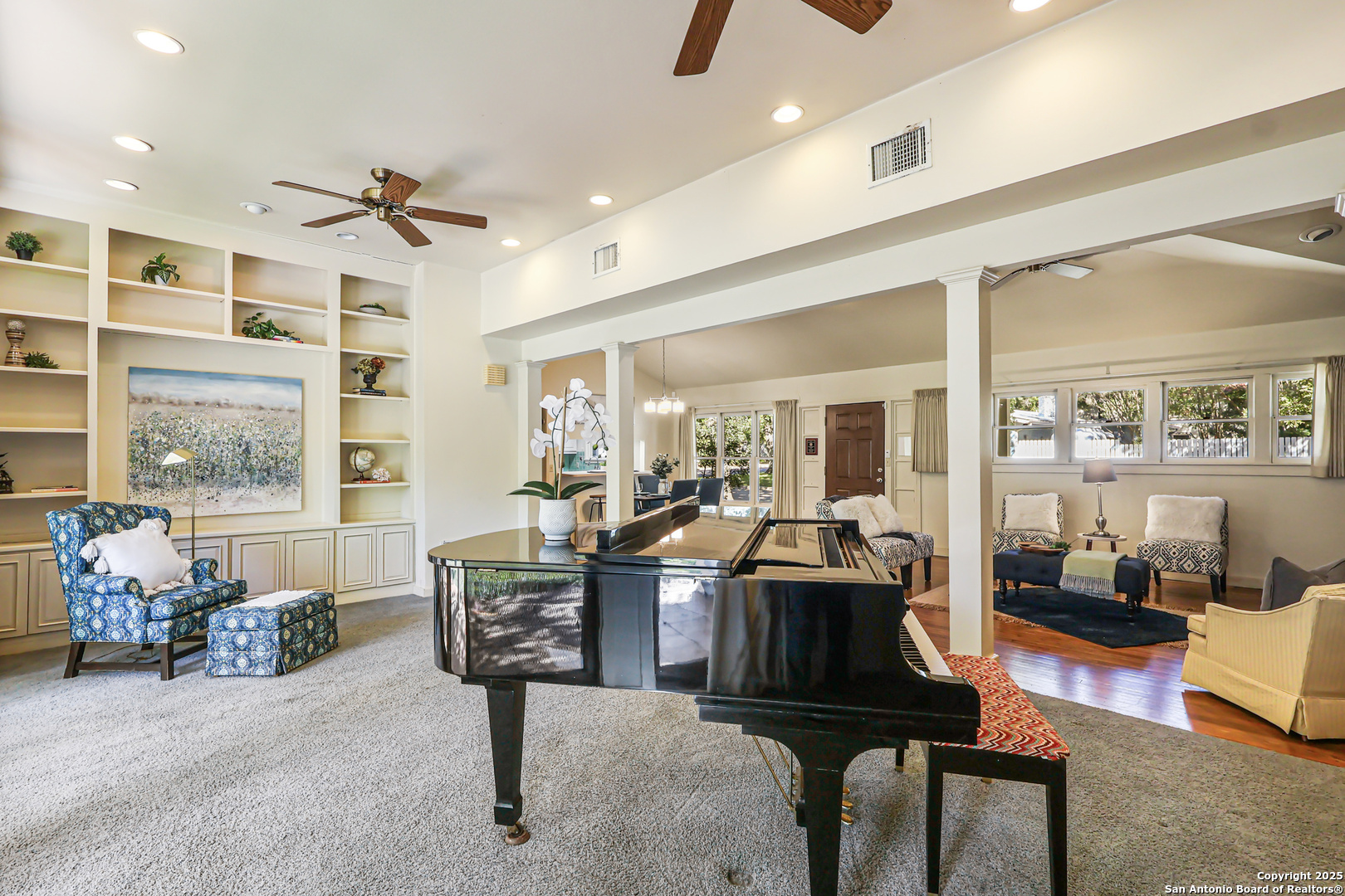 Family Room open to Living & Dining Room