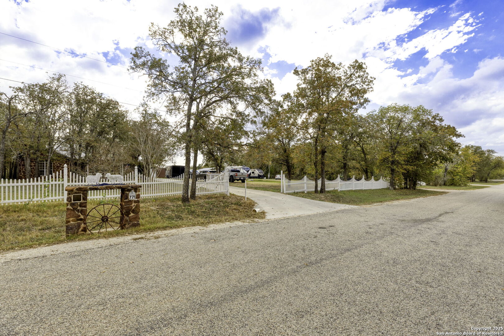 Entrance with rod iron fencing. 
