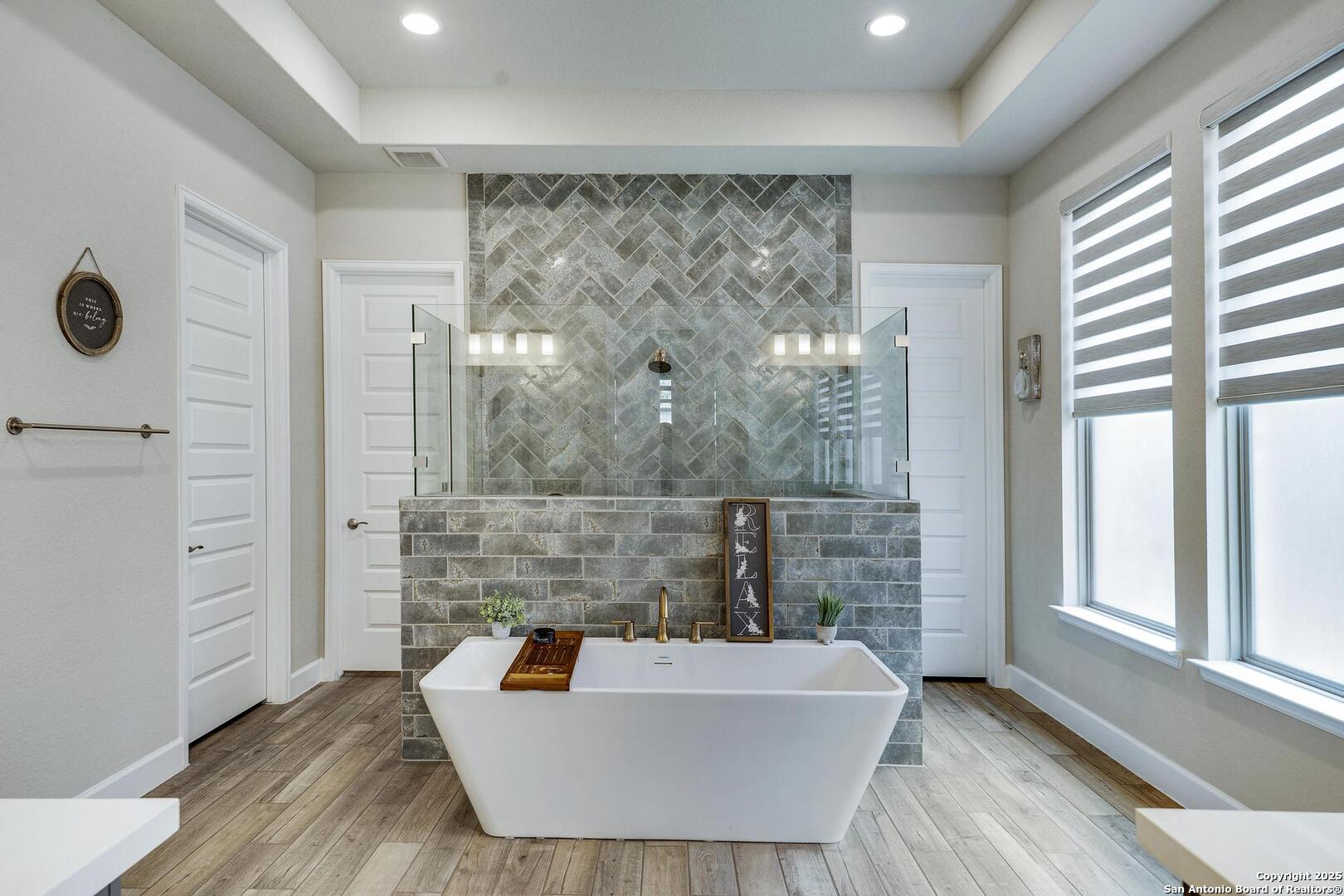 Herringbone tile to ceiling