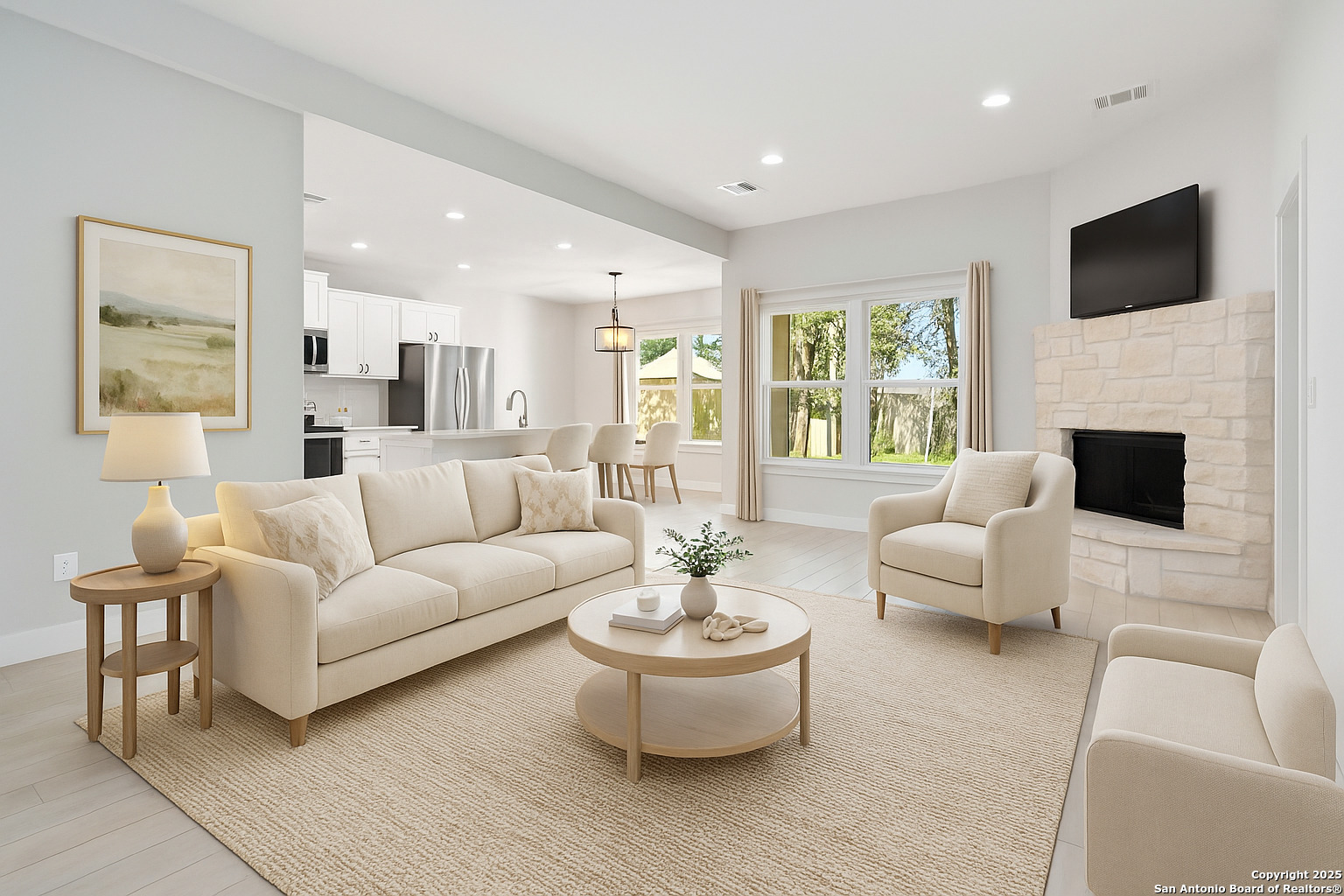 Virtually staged living area