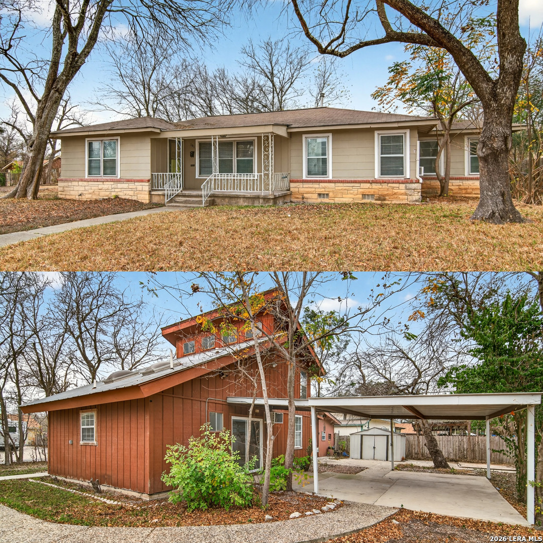 **** 2 HOMES ON ONE PROPERTY **** Explore this amazing opportunity in the desirable and historic Olmos Park Terrace neighborhood that offers both a main house as well as a massive guest house totaling 5 bedrooms and 3 bathrooms and over 2,500sqft. These home are situated on a large corner that offer plenty of yard space for both homes.    *HOME 1*  The main home has been thoughtfully renovated to combine classic charm with modern convenience. Enjoy a brand-new kitchen featuring contemporary finishes and fixtures, rich hardwood flooring throughout, and efficient split HVAC systems and central heat for year-round comfort.  The spacious guest house mirrors the size of the main home and offers endless possibilities with room for more storage or expansion of a third bedroom, ideal for extended stays or Airbnb potential.     *HOME 2*  The second home offers a large 1,000sqft 2 bed 1 bath home.  house-perfect for multigenerational living, a home office, or rental income.