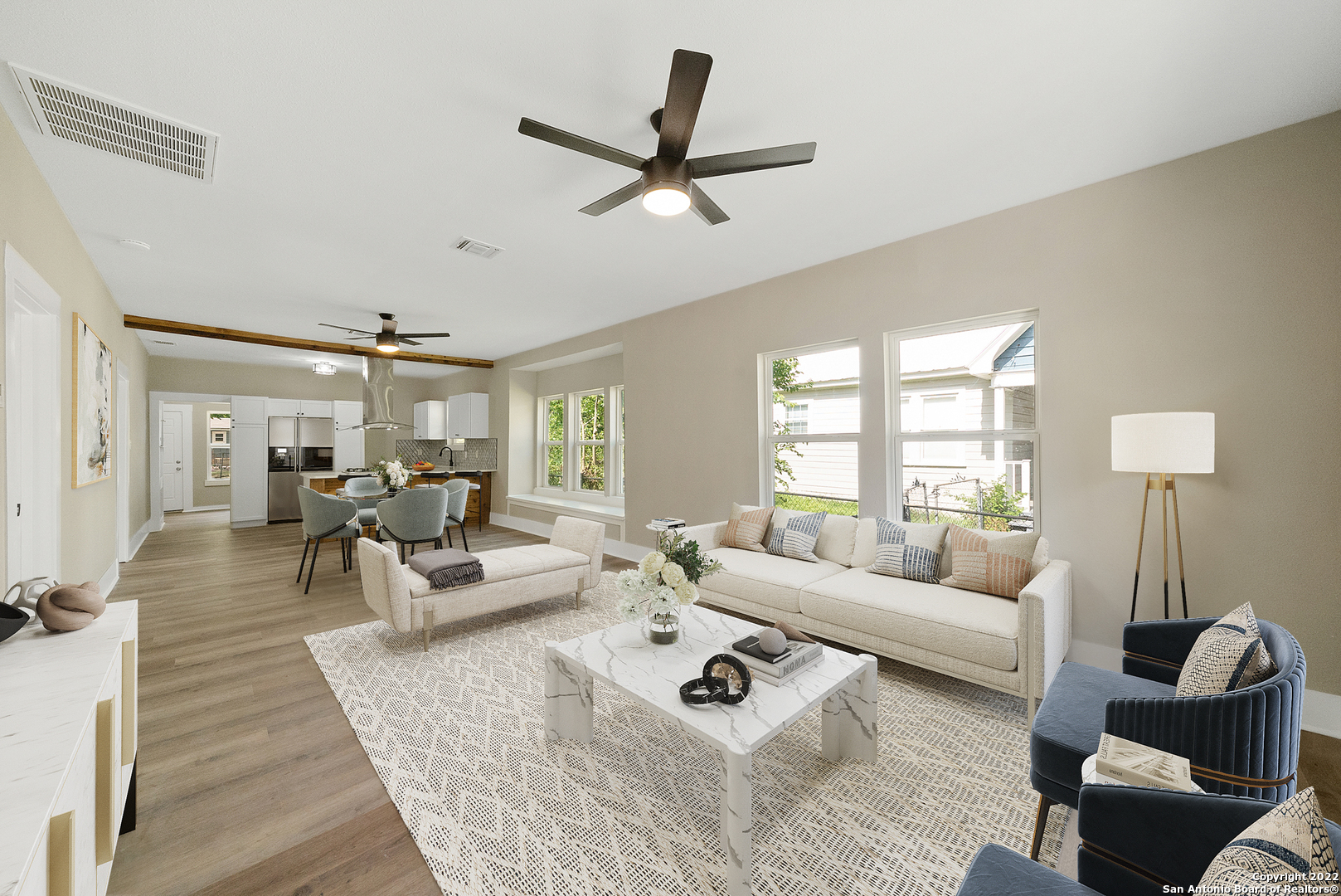 Charming, recently updated home! This move-in-ready property offers 3 bedrooms, 2 full baths, and an open-concept layout ideal for everyday living and entertaining. Updates completed in 2022 include a new HVAC, hail-resistant roof, James Hardie siding, windows, luxury vinyl flooring, plumbing, light fixtures, blown-in insulation, and new concrete. The primary bath features a newly installed glass shower enclosure. Conveniently located near Hwy 281, just minutes from The Quarry Market, The Pearl, North Star Mall, and San Antonio International Airport.  Photos are from a previous listing. Seller Financing available.